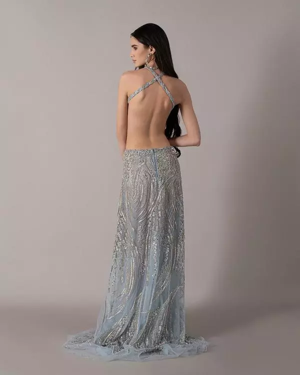 Cut-out hand-embroidered dress 