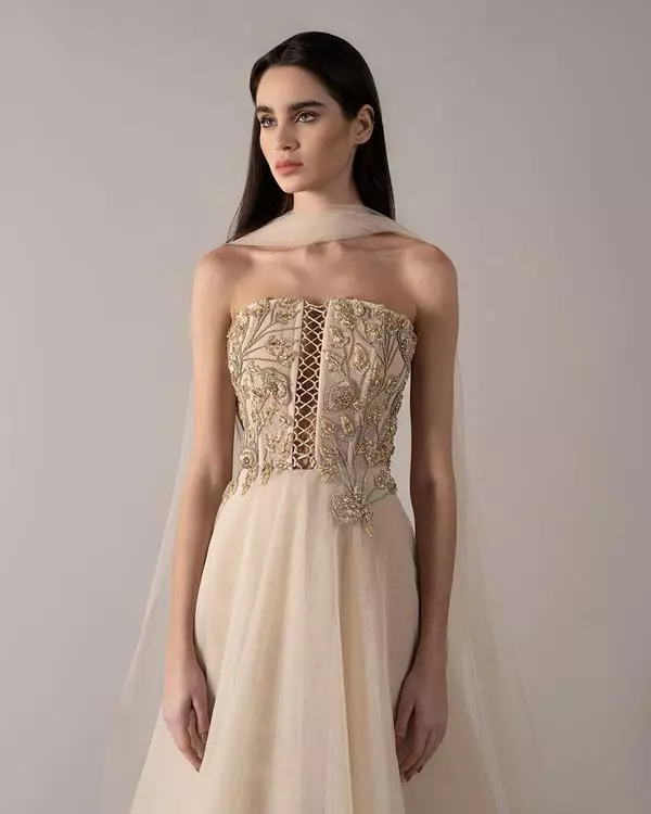 Strapless hand-embellished corset dress 