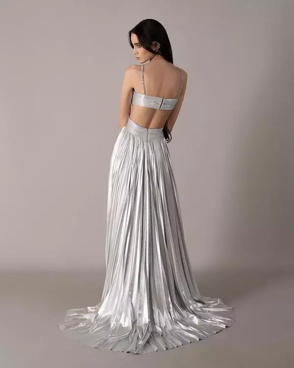 Pleated cut-out dress 