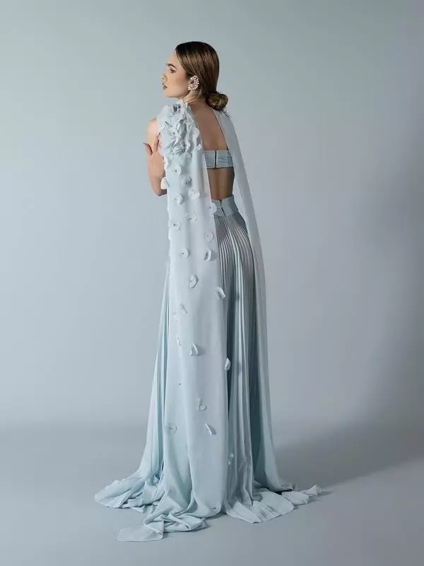 Criss-cross pleated cut-out dress