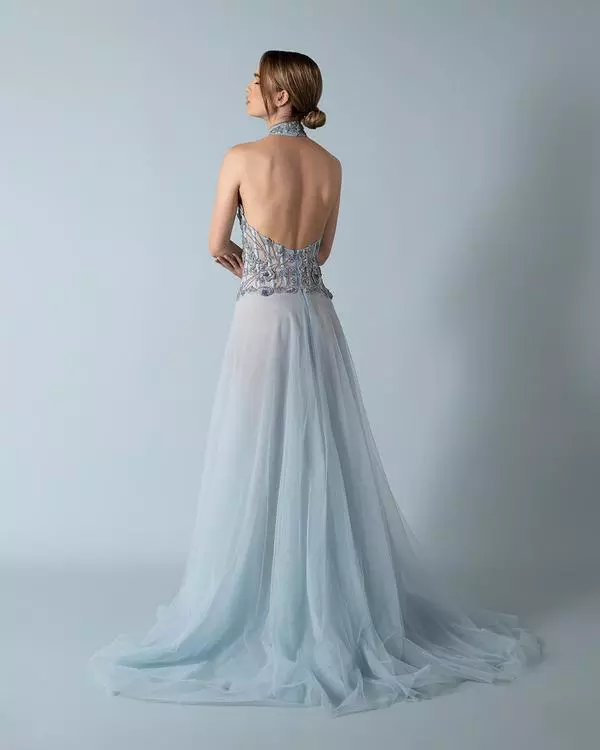 High neck backless dress