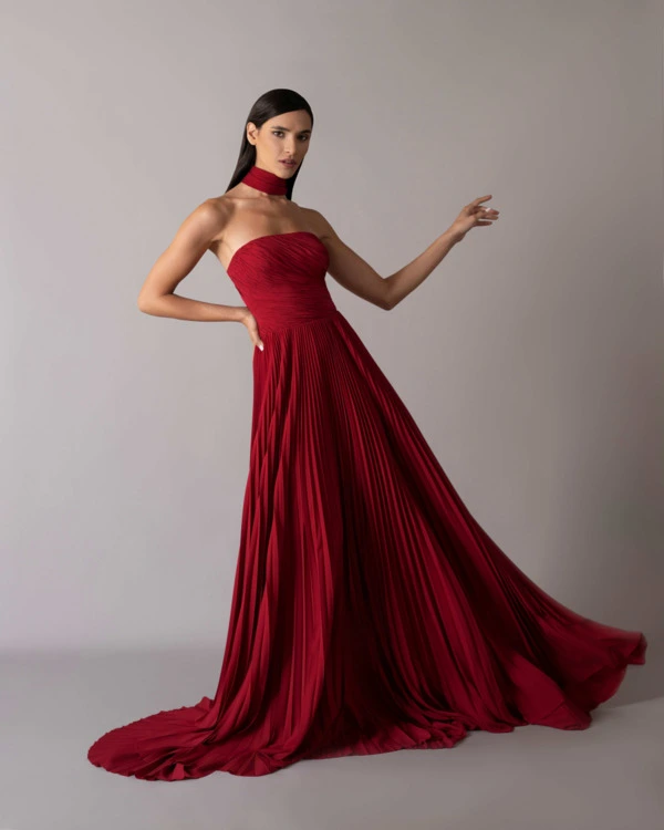 Draped pleated dress
