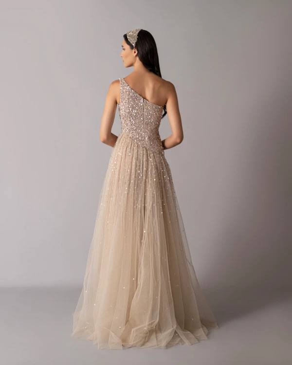 One-shoulder paillette dress