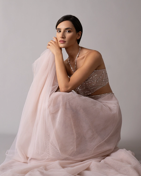 Geometric hand-embroidered cut-out dress