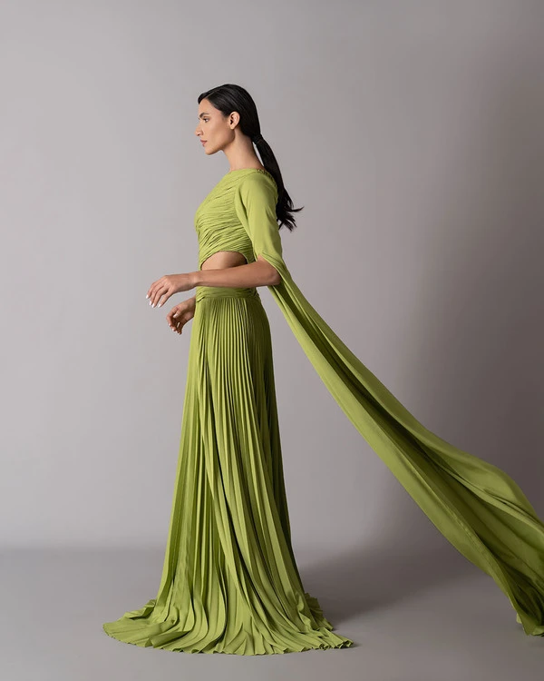 One-shoulder draped dress 