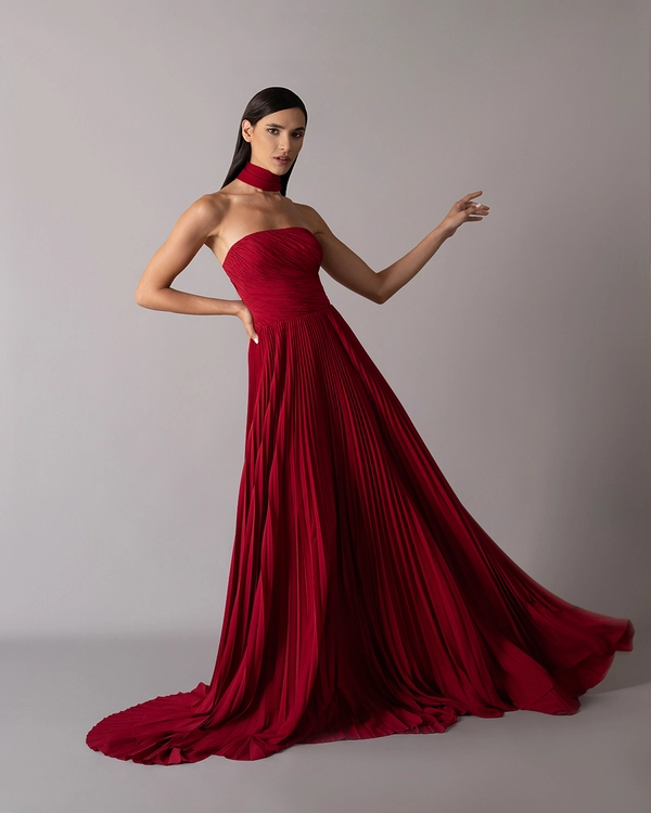 Draped pleated dress