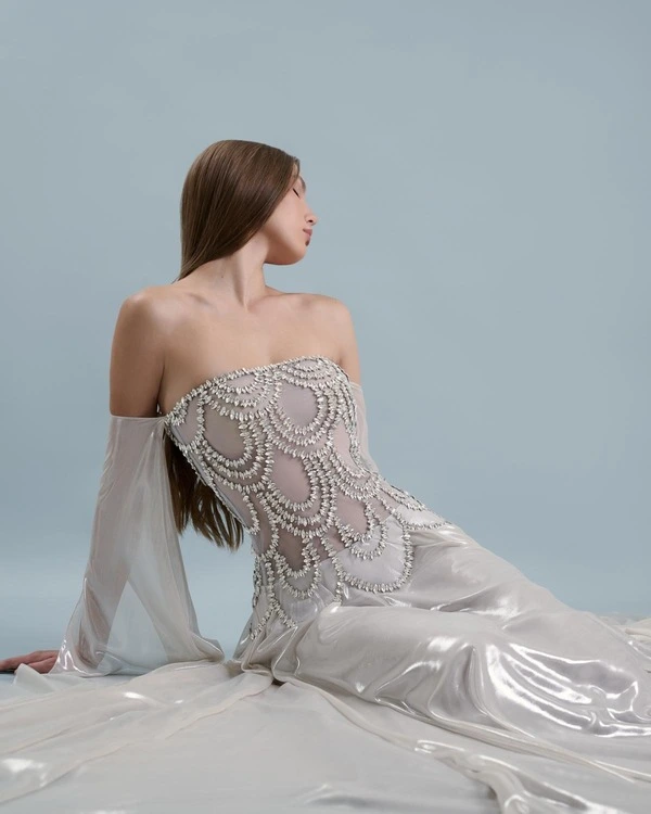Sculpted lamé dress 