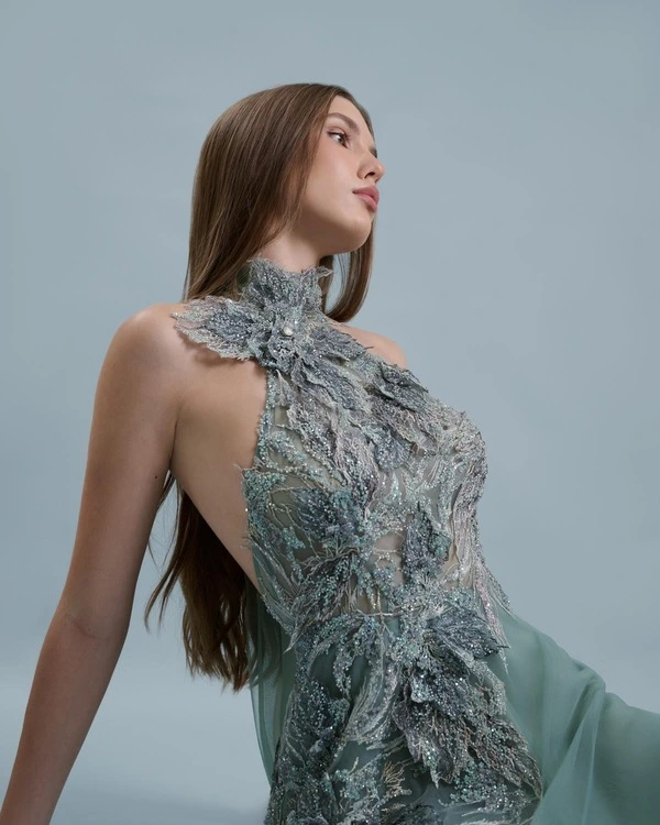 3D floral embellished dress